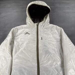 Powderhorn Down Ski Jacket Women S‎ M White Full Zip READ Quilted Puffer Goose